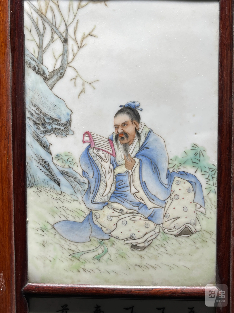 民国 粉彩人物纹瓷板一组四件 - 图15